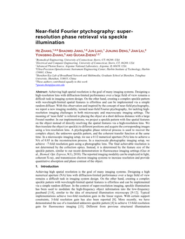 Near-Field Fourier Ptychography: Super- Resolution Phase Retrieval Via Speckle Illumination