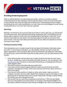 Avoiding Underemployment