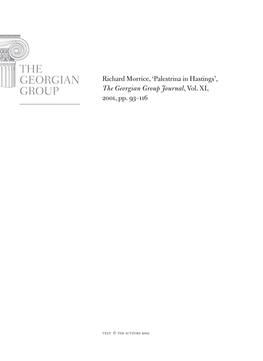 Palestrina in Hastings’, the Georgian Group Journal, Vol