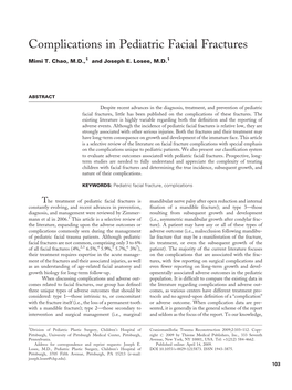 Complications in Pediatric Facial Fractures