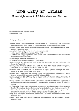 The City in Crisis Urban Nightmares in U.S