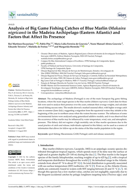 Analysis of Big Game Fishing Catches of Blue Marlin (Makaira Nigricans) in the Madeira Archipelago (Eastern Atlantic) and Factors That Affect Its Presence