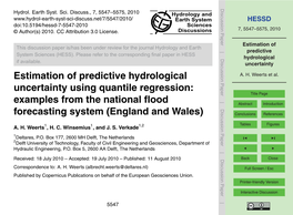 Estimation of Predictive Hydrological Uncertainty Using Quantile