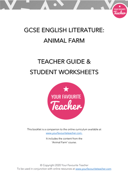 Animal Farm Teacher Guide & Student Worksheets