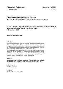 Deutscher Bundestag Beschlussempfehlung Und Bericht