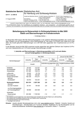 Statistisches Amt Für Hamburg Und Schleswig-Holstein