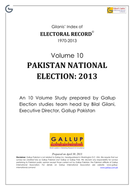 Pakistan National Election: 2013
