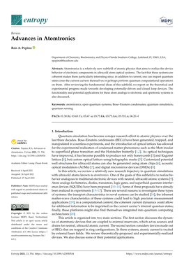 Advances in Atomtronics