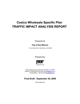 Costco Wholesale Specific Plan TRAFFIC IMPACT ANALYSIS