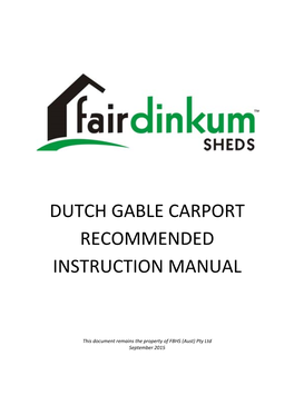 Dutch Gable Carport Recommended Instruction Manual