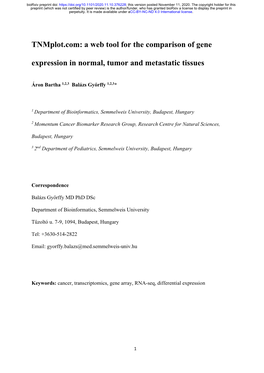 A Web Tool for the Comparison of Gene Expression in Normal