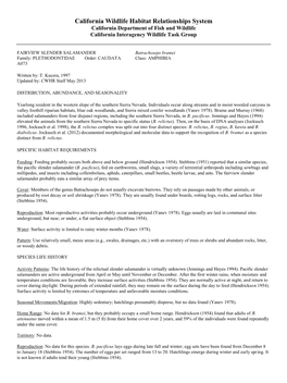 California Wildlife Habitat Relationships System California Department of Fish and Wildlife California Interagency Wildlife Task Group