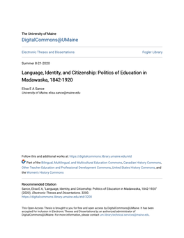 Politics of Education in Madawaska, 1842-1920