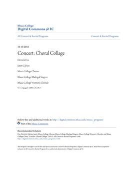 Concert: Choral Collage Derrick Fox