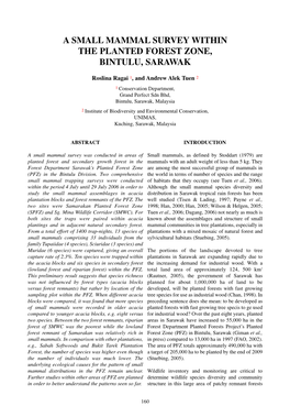 A Small Mammal Survey Within the Planted Forest Zone, Bintulu, Sarawak