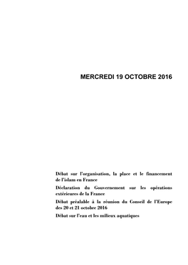 Mercredi 19 Octobre 2016