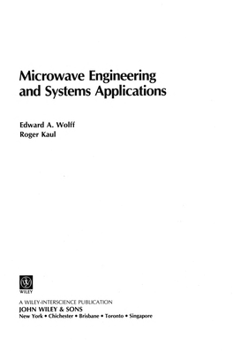 Microwave Engineering and Systems Applications