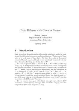 Basic Differentiable Calculus Review