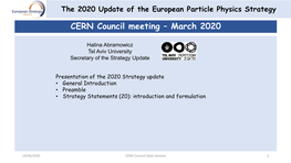 CERN Council Meeting – March 2020