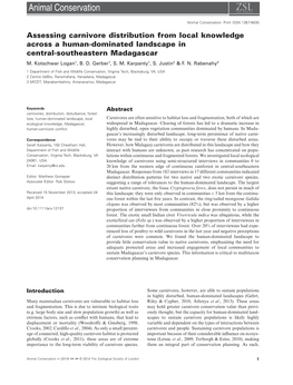 Assessing Carnivore Distribution from Local Knowledge Across a Human-Dominated Landscape in Central-Southeastern Madagascar M