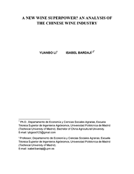 An Analysis of the Chinese Wine Industry