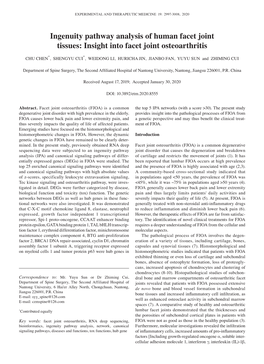 Ingenuity Pathway Analysis of Human Facet Joint Tissues: Insight Into Facet Joint Osteoarthritis