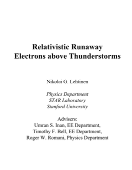 Relativistic Runaway Electrons Above Thunderstorms