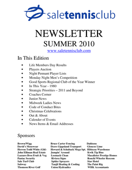 Newsletter Summer 2010