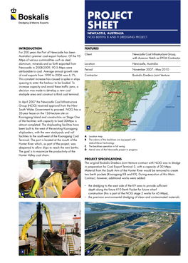 Project SHEET Newcastle, Australia NCIG Berths 8 and 9 Dredging Project