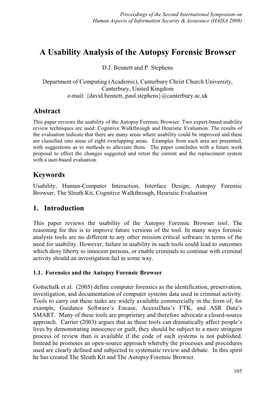 A Usability Analysis of the Autopsy Forensic Browser