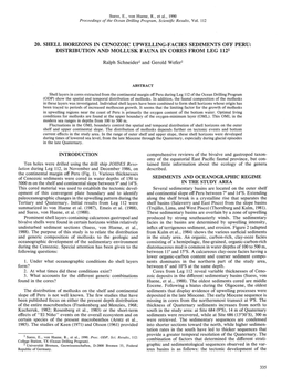 20. Shell Horizons in Cenozoic Upwelling-Facies Sediments Off Peru: Distribution and Mollusk Fauna in Cores from Leg 1121