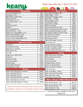 Dairy Water Vegetables Other Items Gourmet Fruit Plant-Based Milk