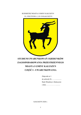 Studium Uwarunkowań I Kierunków Zagospodarowania Przestrzennego Miasta I Gminy Kałuszyn Część I