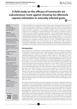 Bovicola Caprae) Infestation in Naturally Infested Goats