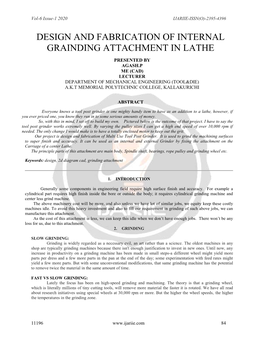 Design and Fabrication of Internal Grainding Attachment in Lathe