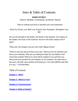 Intro & Table of Contents
