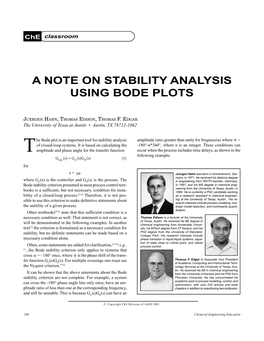 A Note on Stability Analysis Using Bode Plots