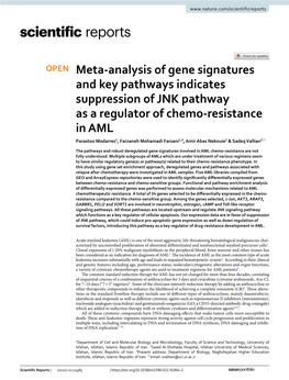 Meta-Analysis of Gene Signatures and Key Pathways Indicates