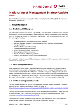 National Asset Management Strategy Update NAMS Council