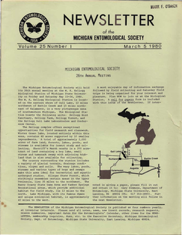 NEW LETTER of the MICHIGAN ENTOMOLOGICAL SOCIETY Vol'ume 25 Number March 5 1980