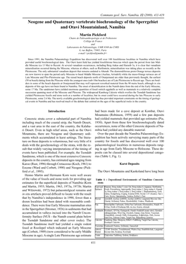 Neogene and Quaternary Vertebrate Biochronology of the Sperrgebiet