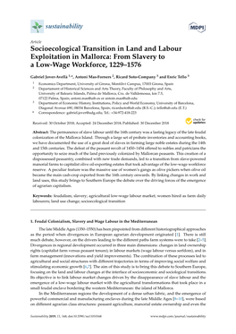 Socioecological Transition in Land and Labour Exploitation in Mallorca: from Slavery to a Low-Wage Workforce, 1229–1576