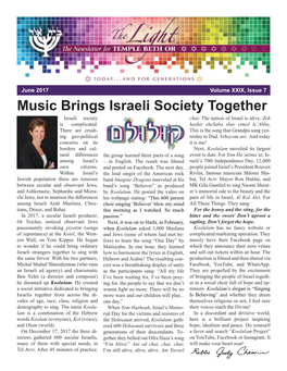 Music Brings Israeli Society Together Israeli Society Chai: the Nation of Israel Is Alive