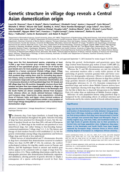 Genetic Structure in Village Dogs Reveals a Central Asian Domestication Origin