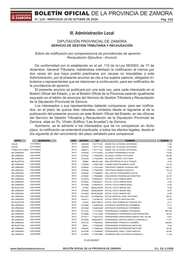 Boletín Oficial De La Provincia De Zamora