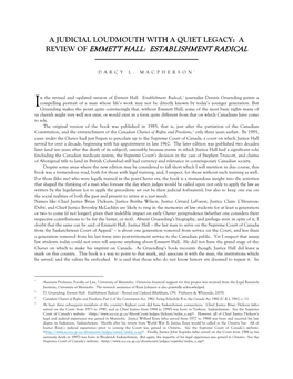 Review of Emmett Hall: Establishment Radical