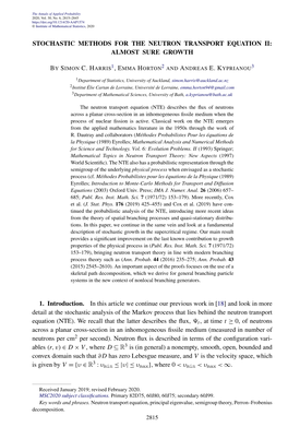 Stochastic Methods for the Neutron Transport Equation Ii: Almost Sure Growth