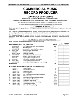 Commercial Music Record Producer