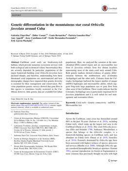 Genetic Differentiation in the Mountainous Star Coral Orbicella Faveolata Around Cuba