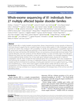 Whole-Exome Sequencing of 81 Individuals from 27 Multiply Affected Bipolar Disorder Families Andreas J